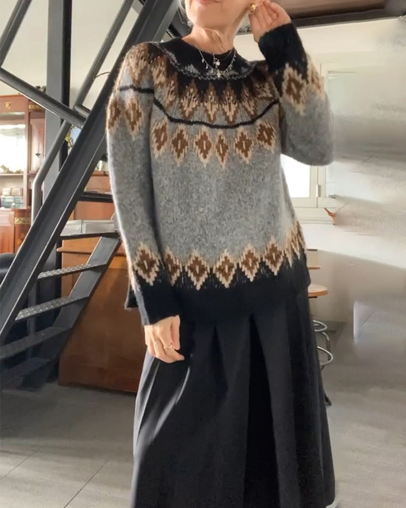 Modefest- Pullover mit kontrastierendem geometrischem Muster