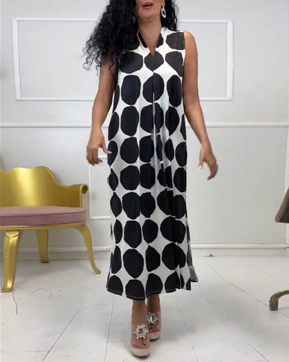 Modefest- Kleid mit Ärmeln und Polka-Dot-Print