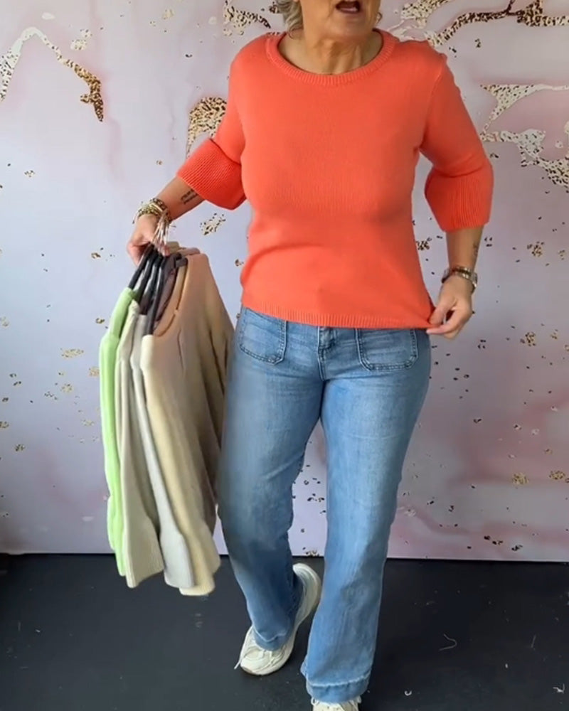 Casual, solid-coloured crew neck sweater