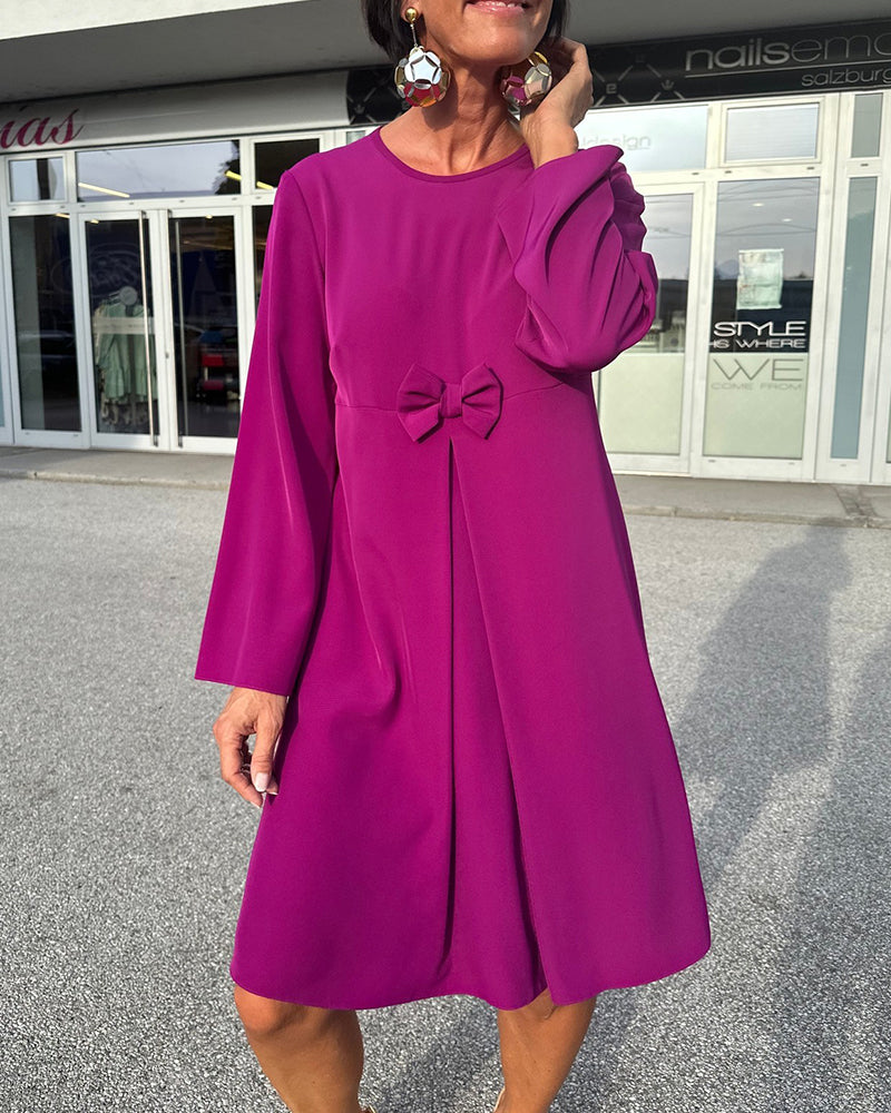 Modefest- Kleid mit Rundhalsausschnitt und Schleifenknoten Fuchsie