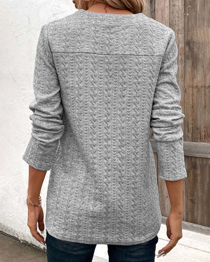 Button Casual Long Sleeve Sweatshirt