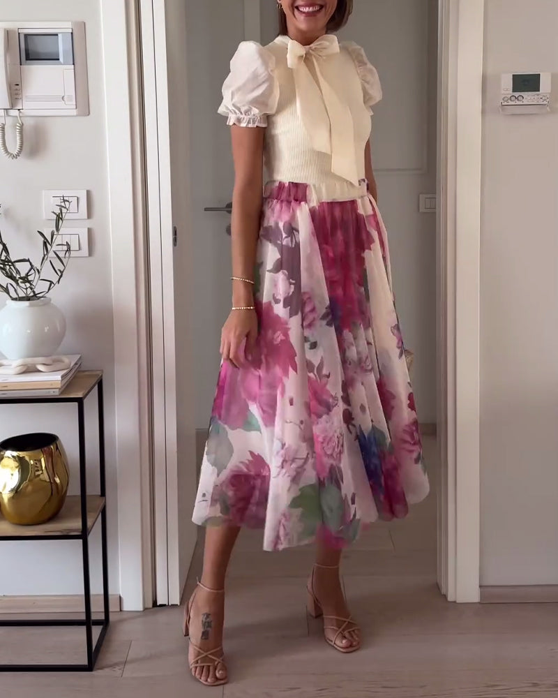 Elegante falda plisada con estampado floral de colores