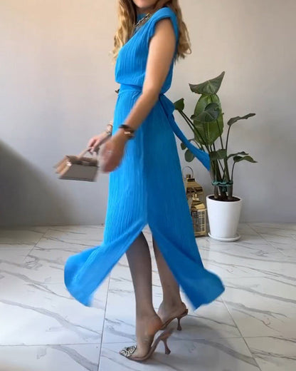 Sleeveless structured long dress