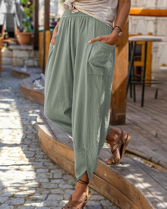 Modefest- Lässige Tapered-Hose in einfarbiger Farbe Minzgrün
