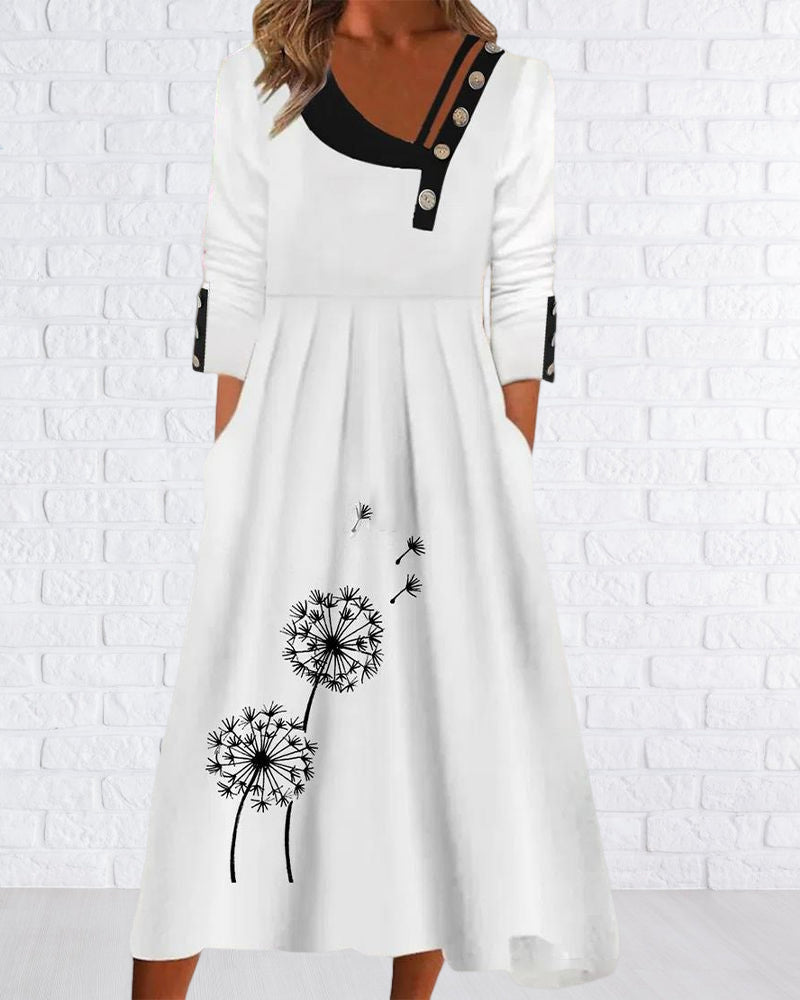 Modefest- Kleid mit diagonalem ausschnitt und langen ärmeln