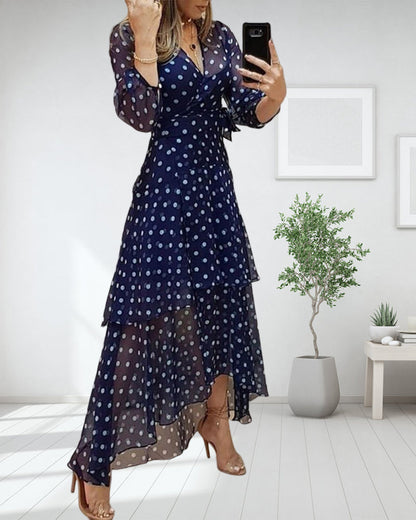 Modefest- Langärmliges Kleid mit Punktedruck