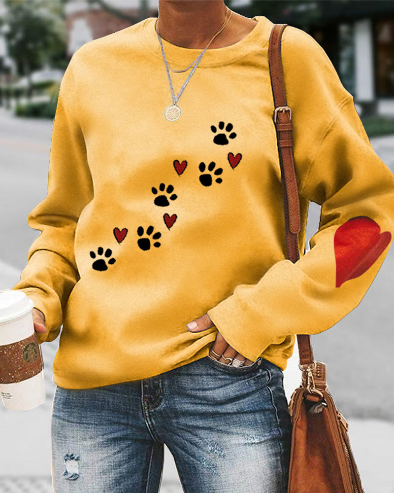 Modefest- Rundhals-sweatshirt mit hundepfoten-print Gelb