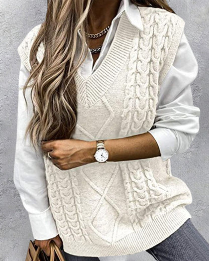 Modefest- Ärmellose pulloverweste mit v-ausschnitt Weiß