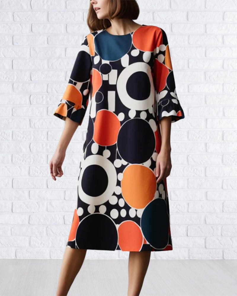 Modefest- Kleid mit geometrischem Print und Rundhalsausschnitt