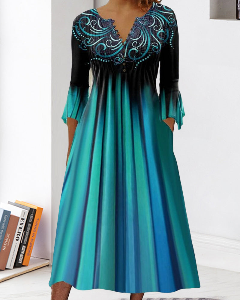 Modefest- Kleid mit V-Ausschnitt und Farbverlauf