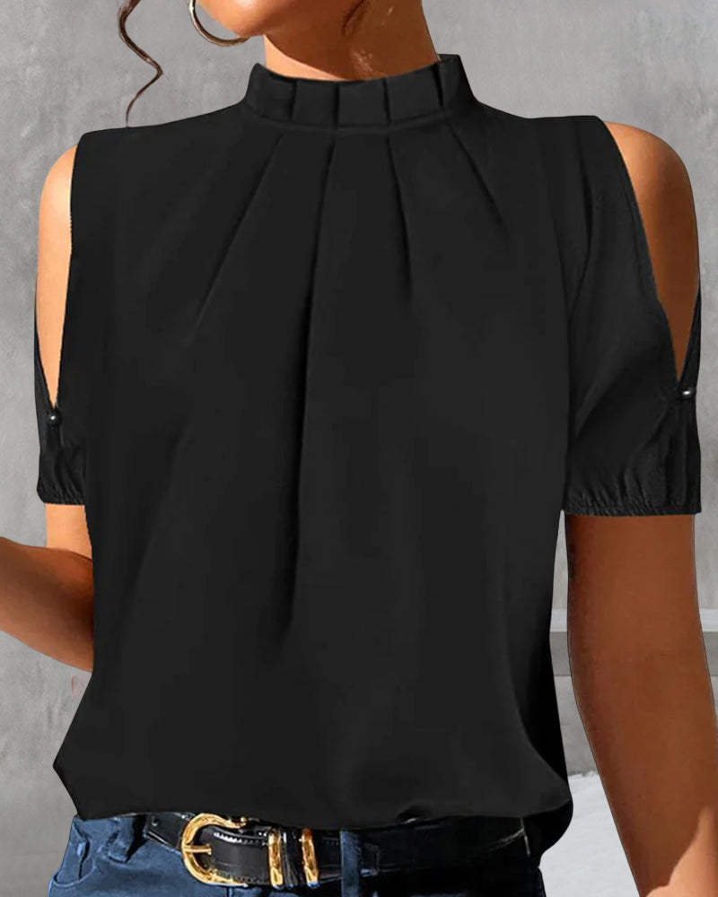 Modefest- Off-Shoulder-Bluse in einfarbig Schwarz