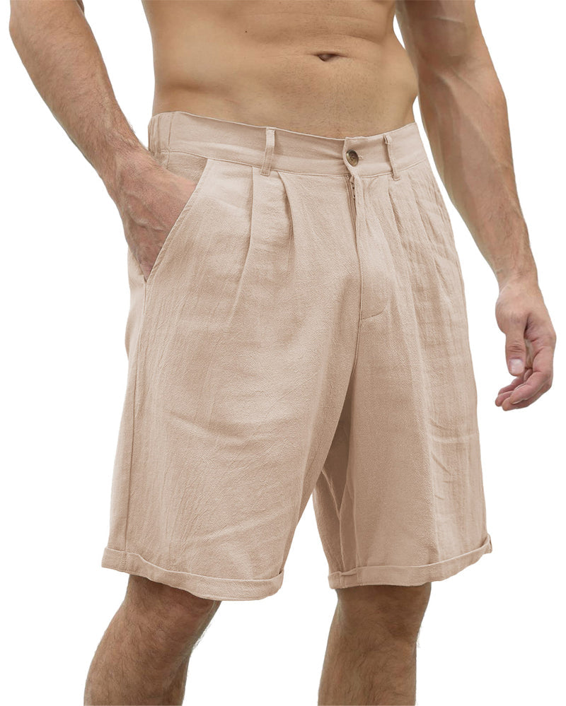 Modefest- Lässige Strandshorts für Herren mit Knopf Beige