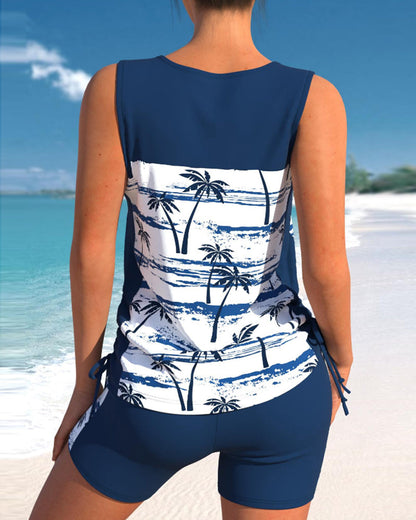 Modefest- Bedruckter zweiteiliger Badeanzug mit V-Ausschnitt