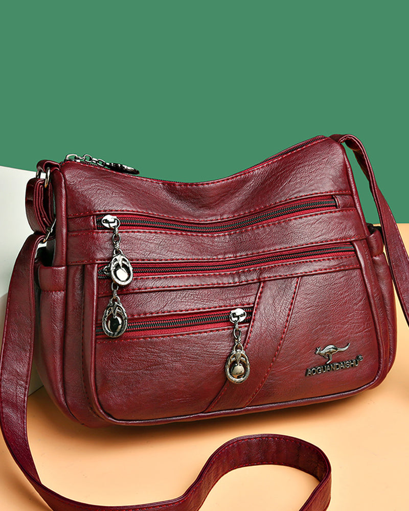 Modefest- Multi-pocket soft leather crossbody bag