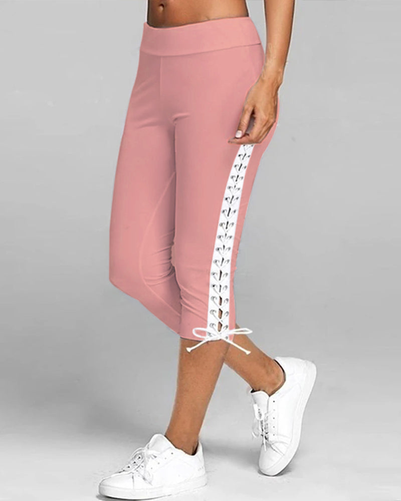 Modefest- Klassische einfarbige Leggings Rosa