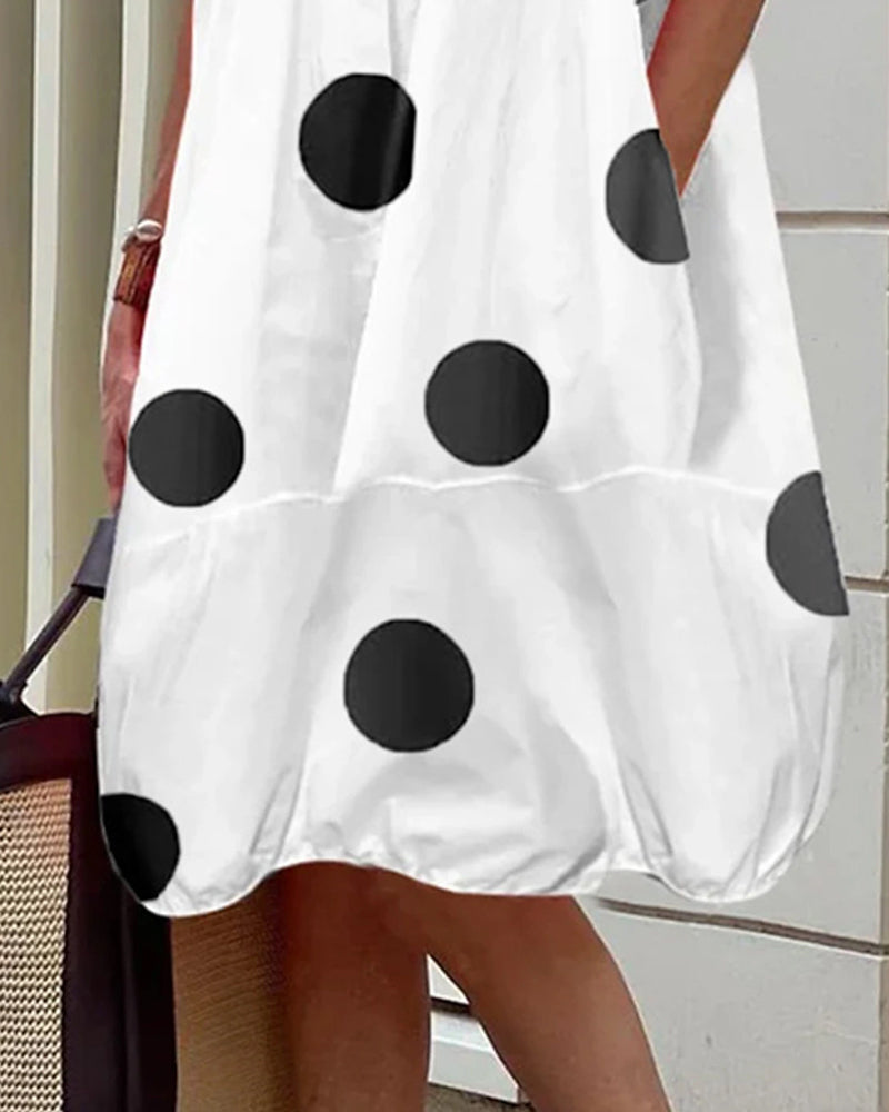 Modefest- Elegantes Hemdkleid mit Polka-Dot-Print