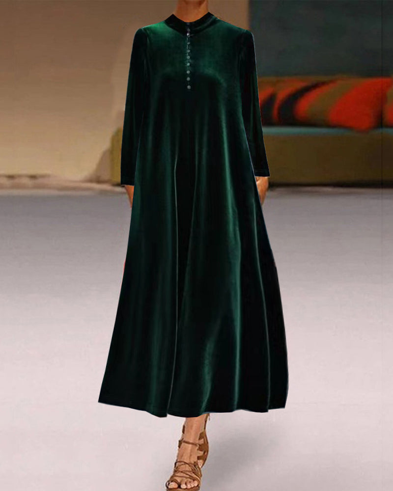 Modefest- Einfarbiges overknee-kleid mit knöpfen Grün