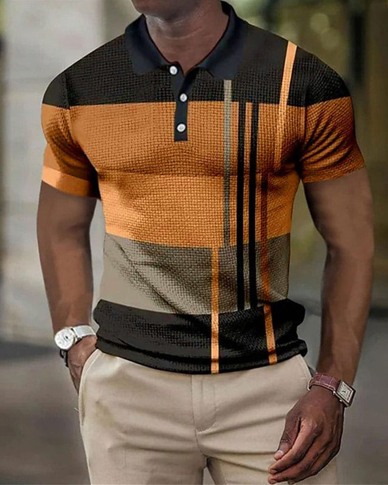 Modefest- Herren-Poloshirt mit Farbblockdruck Orange