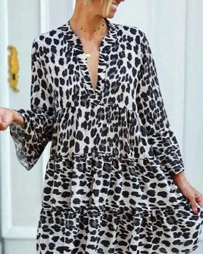 Modefest- Lockeres Kleid mit Leopardenmuster