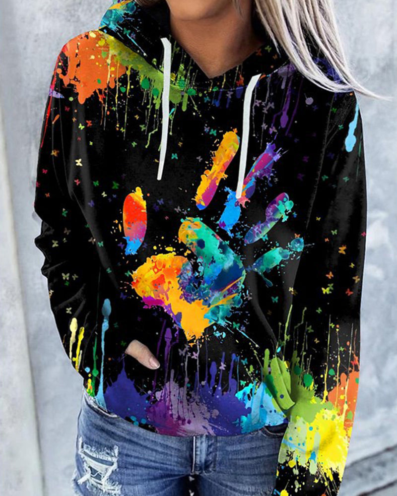 Modefest- Graffiti-Kapuzenpulli mit Kordelzug Mehrfarbig