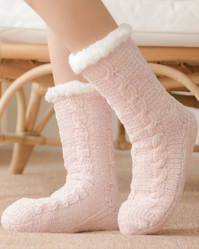 Modefest- Verdickte Bodensocken aus Plüsch zu Hause Rosa