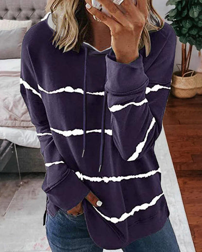 Modefest- Kapuzenpullover mit kordelzug und streifendruck Violett