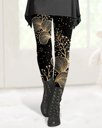 Modefest- Elegante Leggings mit Pflanzenprint