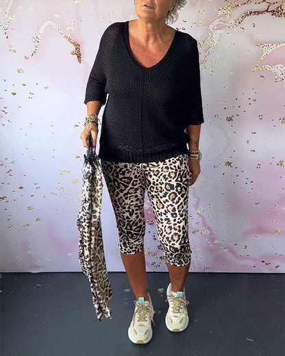 Shorts justos com estampa de leopardo