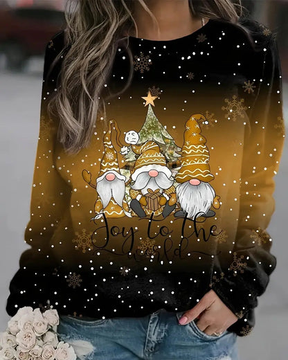 Sweatshirt mit rundhalsausschnitt und farbverlauf und weihnachtszwerg-print