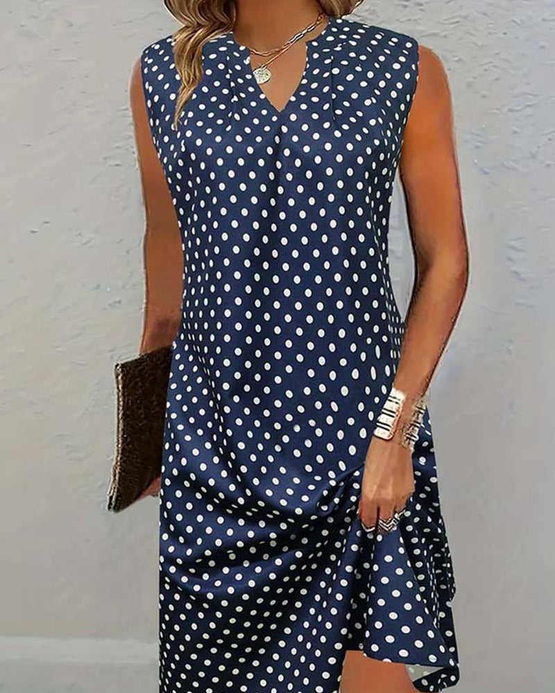 Modefest- Elegantes, ärmelloses Kleid mit Polka Dot-Print