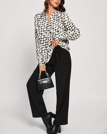 Modefest- Lässige bluse mit polka-dot-print und langen ärmeln