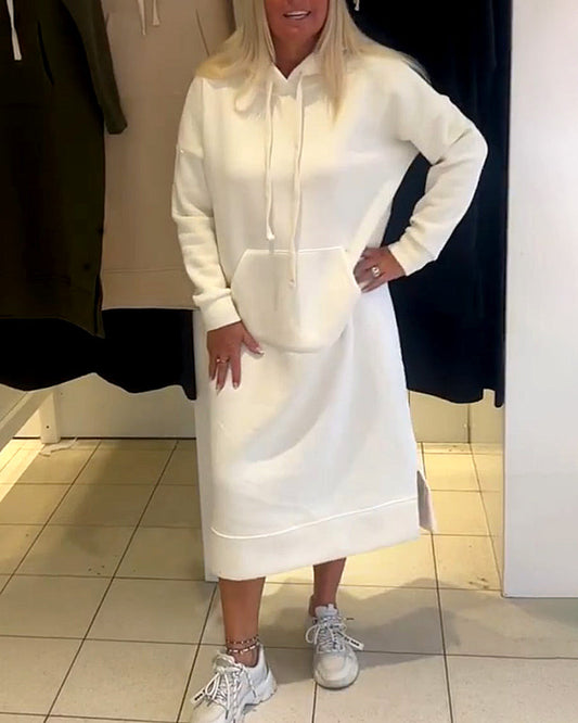 Modefest- Lässiges Kleid mit Kapuze Weiß