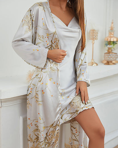 Modefest- Zweiteiliges Pyjama-Set mit elegantem Aufdruck Grau