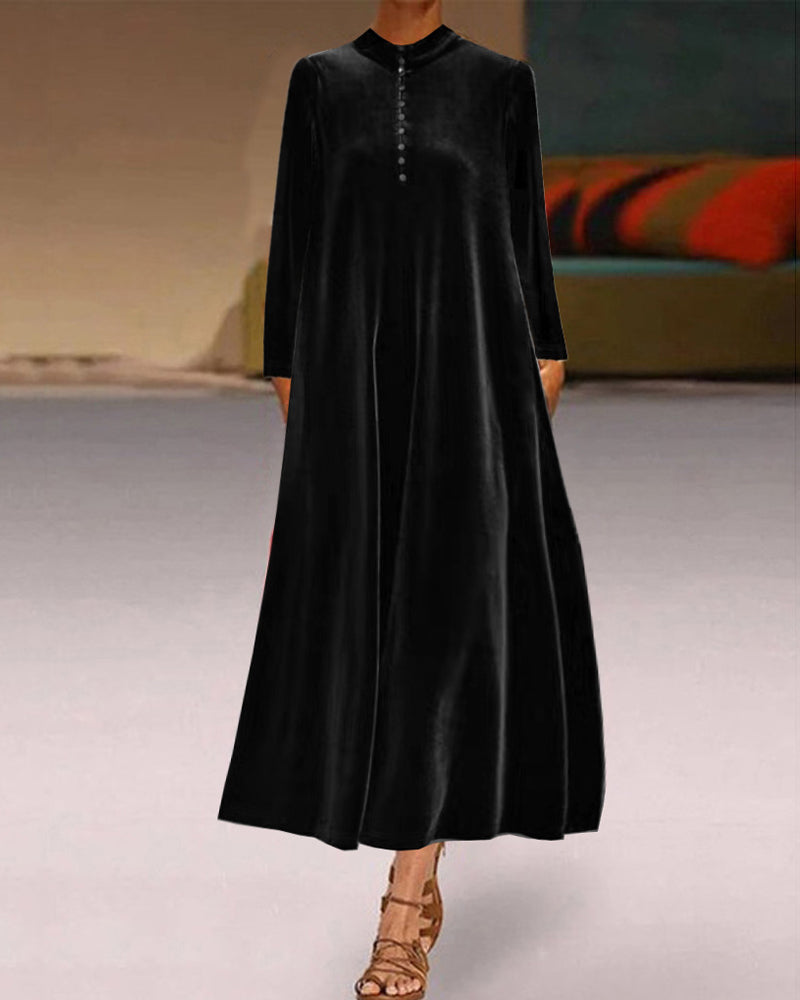Modefest- Einfarbiges overknee-kleid mit knöpfen Schwarz