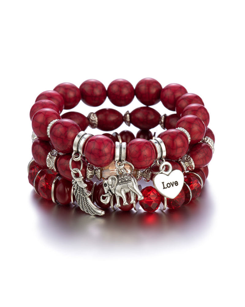 Modefest- Boho Elefant Anhänger Armband Rot