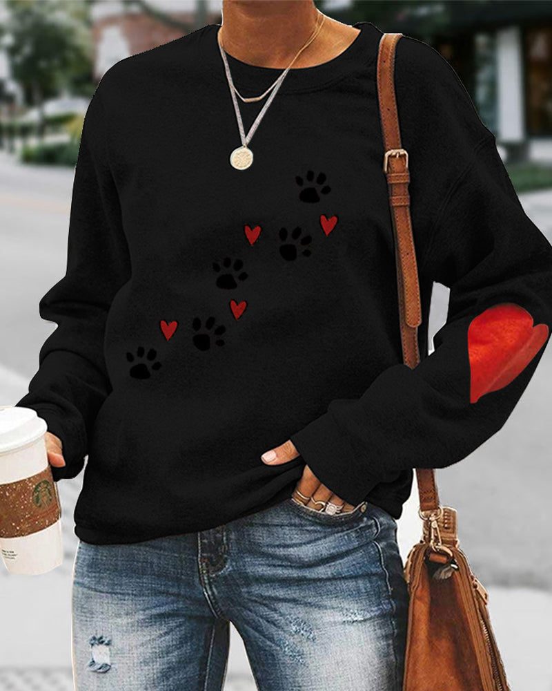 Modefest- Rundhals-sweatshirt mit hundepfoten-print Schwarz