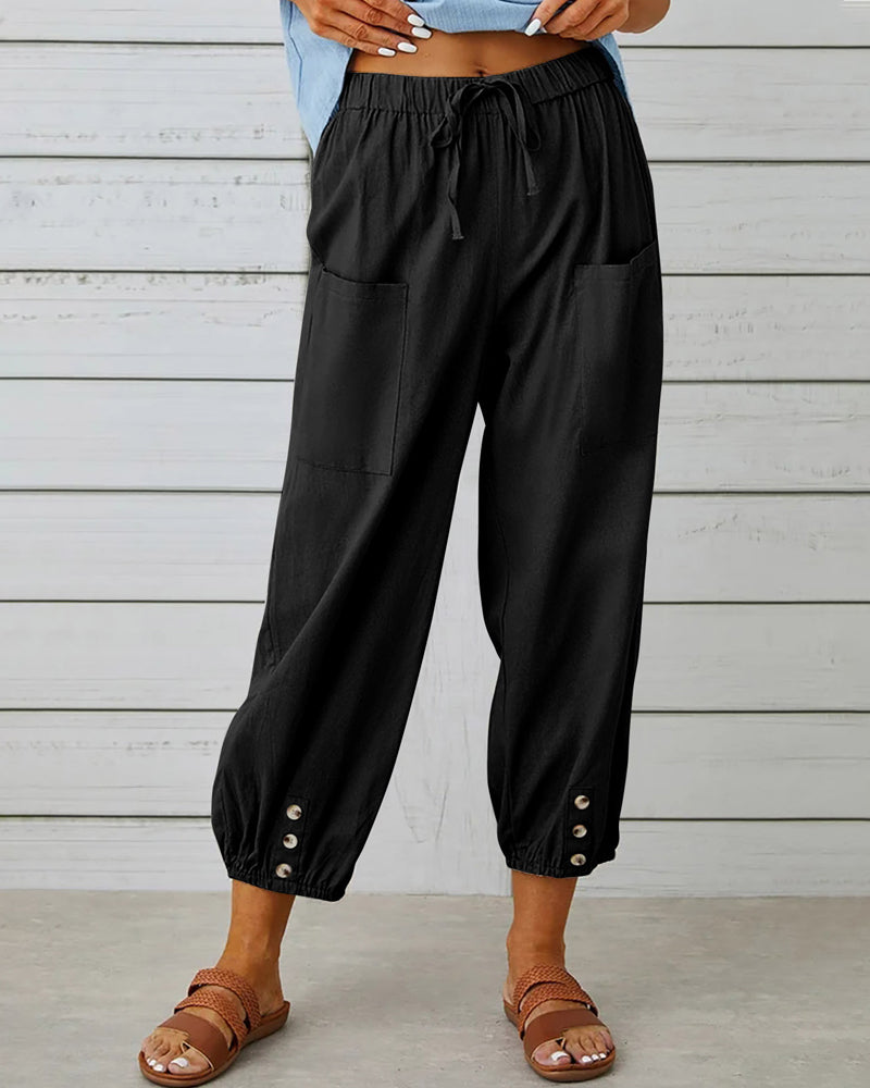 Modefest- Hose mit neun Punkten und hoher Taille Schwarz