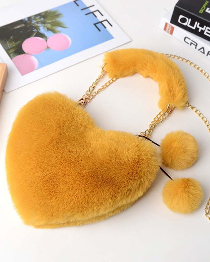 Modefest- Flauschige Herzförmige Handtasche Gelb