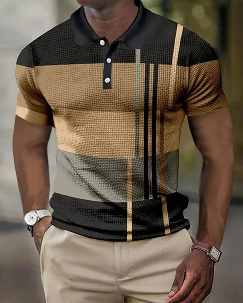Modefest- Herren-Poloshirt mit Farbblockdruck Khaki