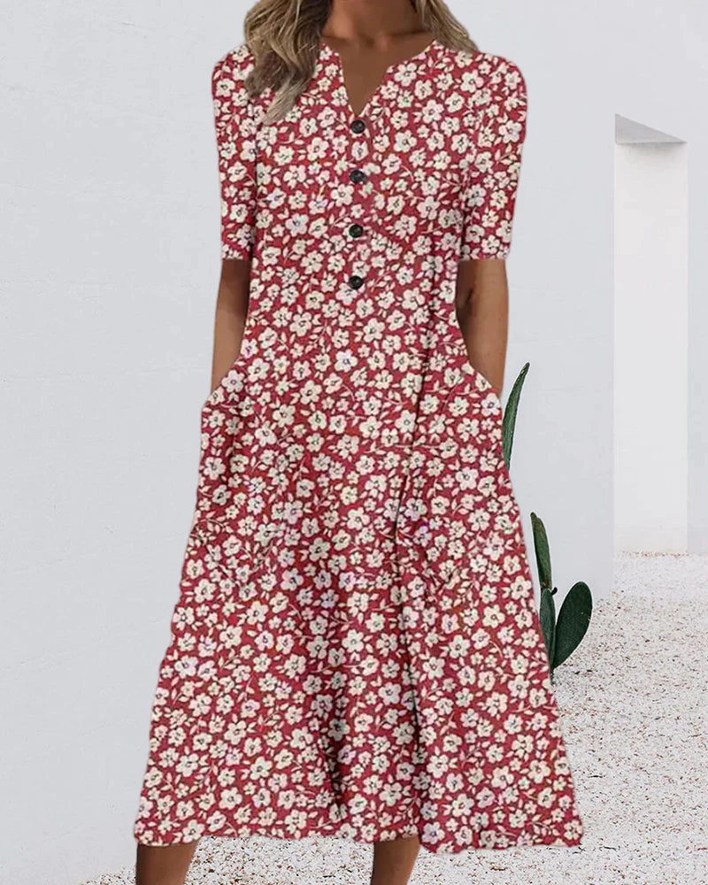 Modefest- Kleid in A-Linie mit Blumendruck