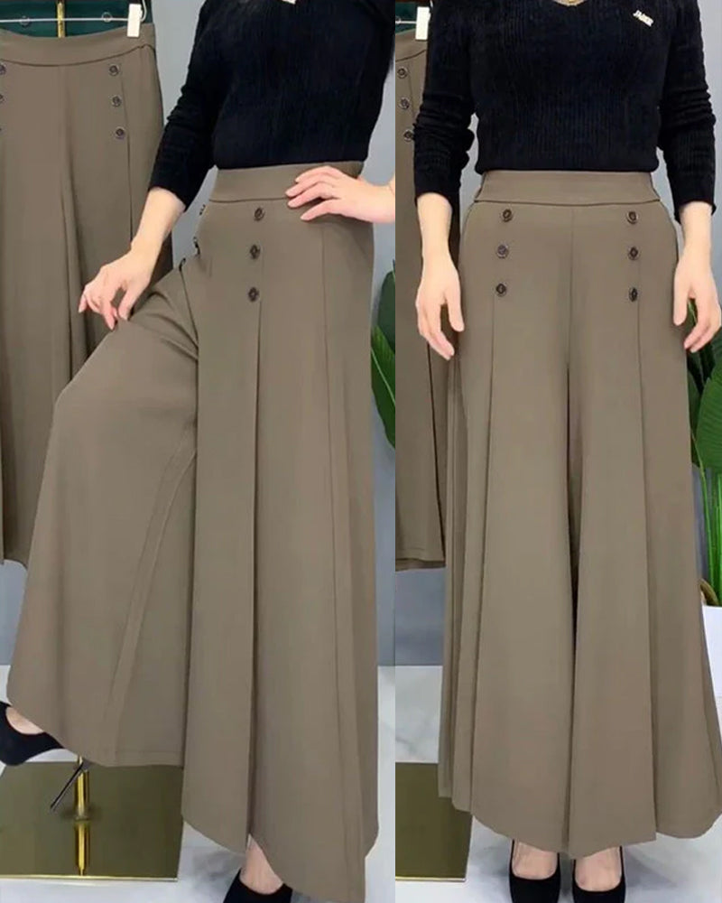 Modefest- Stylische Plissierte Hose Mit Weitem Bein