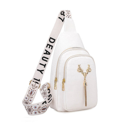 Modefest- Schultertasche für Damen, PU-Leder, Mehrzweck-Brusttasche für Reisen White 28*18*7