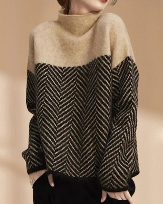 Modefest- Pullover mit langen Ärmeln und Rollkragen Schwarz