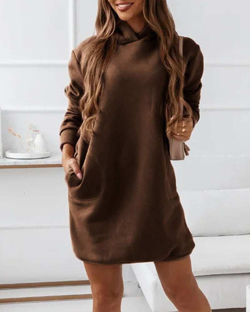 Modefest- Einfarbiges langes kapuzen-sweatshirt Braun