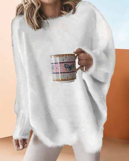 Modefest- Lockerer eleganter Pullover mit Fledermausärmeln