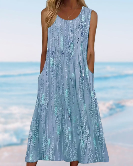 Modefest- Ärmelloses Kleid mit Rundhalsausschnitt Blau