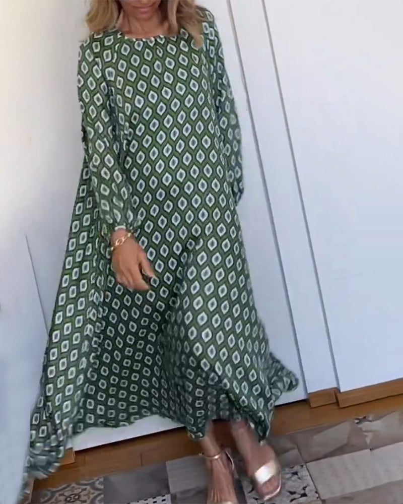 Modefest- Lässiges Kleid mit geometrischem Rautenmuster