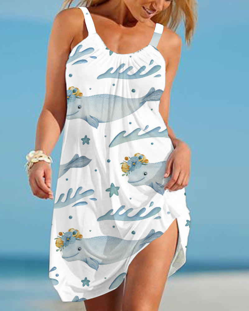 Modefest- Bedrucktes Strandkleid Blau