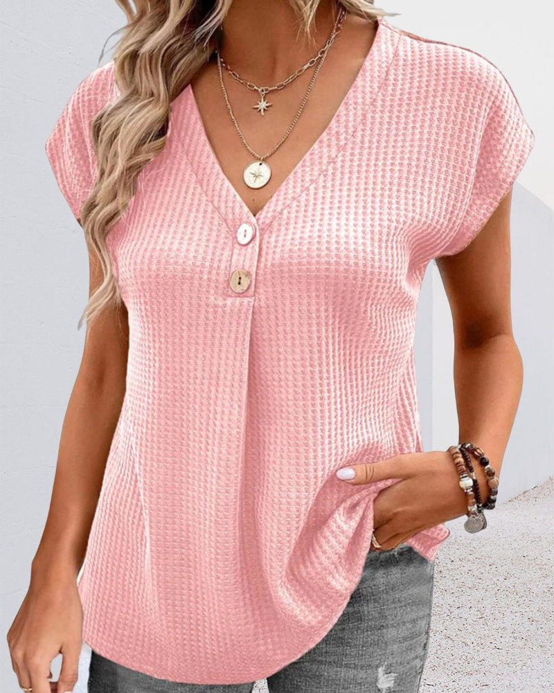 Modefest- Schlichtes T-Shirt mit V-Ausschnitt Rosa