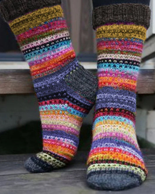 Modefest- Warme Socken mit bunten Streifen